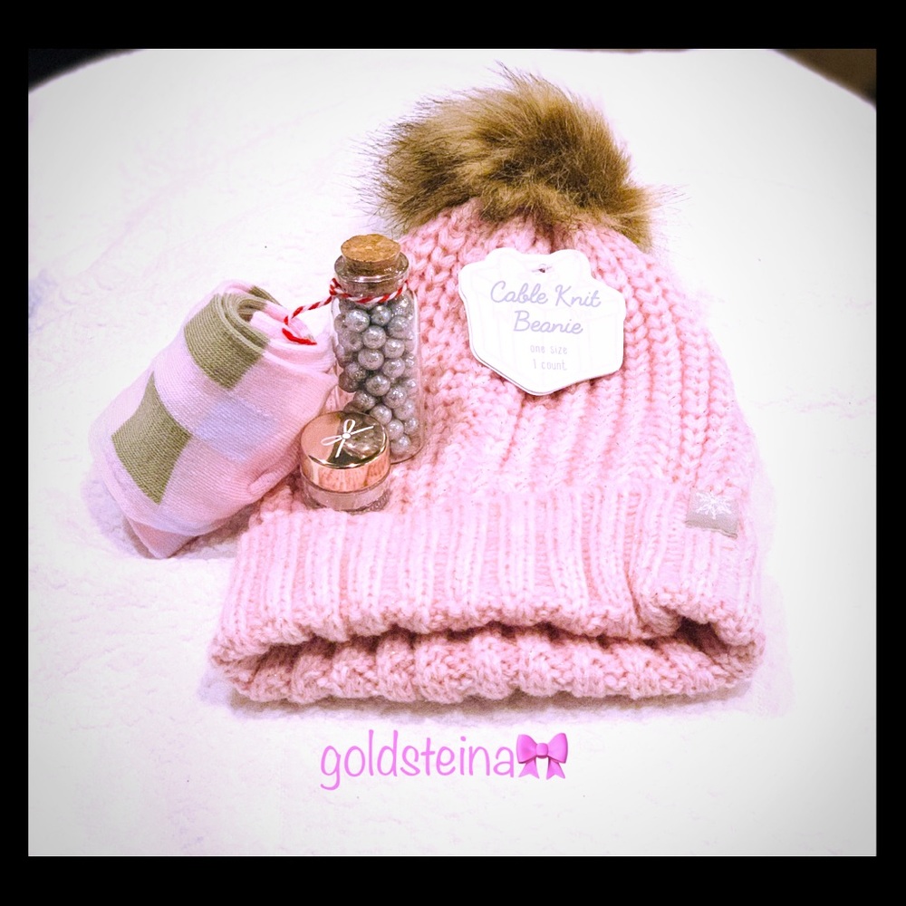 SOLD/ Cable Knit Beanie, pair of socks